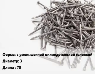 Гвоздь с уменьшенной цилиндрической головкой 3х70 оцинкованный финишный